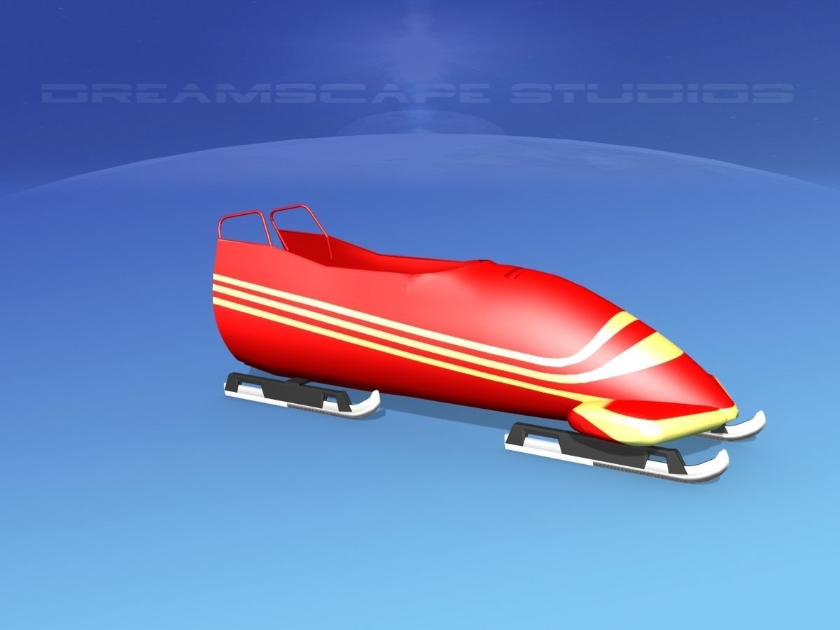 Bobsled sled Low-poly 3D model_3