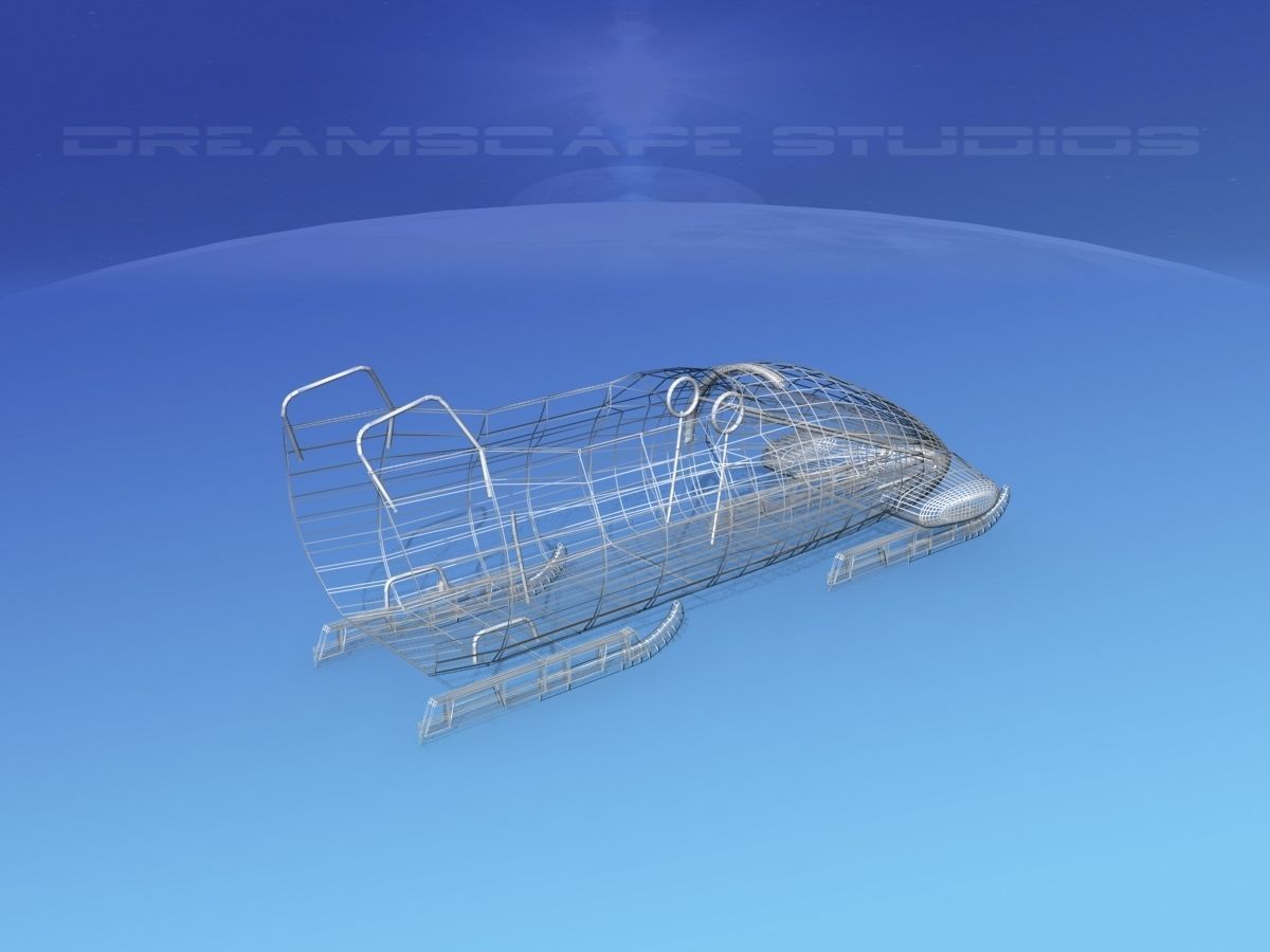 Bobsled sled Low-poly 3D model_16