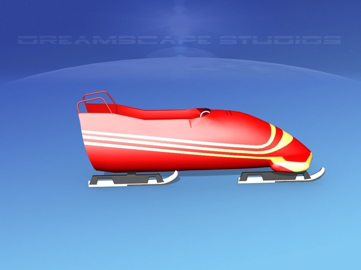 Bobsled sled Low-poly 3D model_4