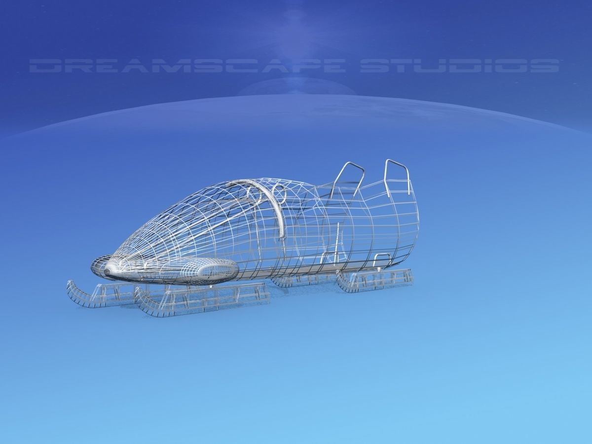 Bobsled sled Low-poly 3D model_11