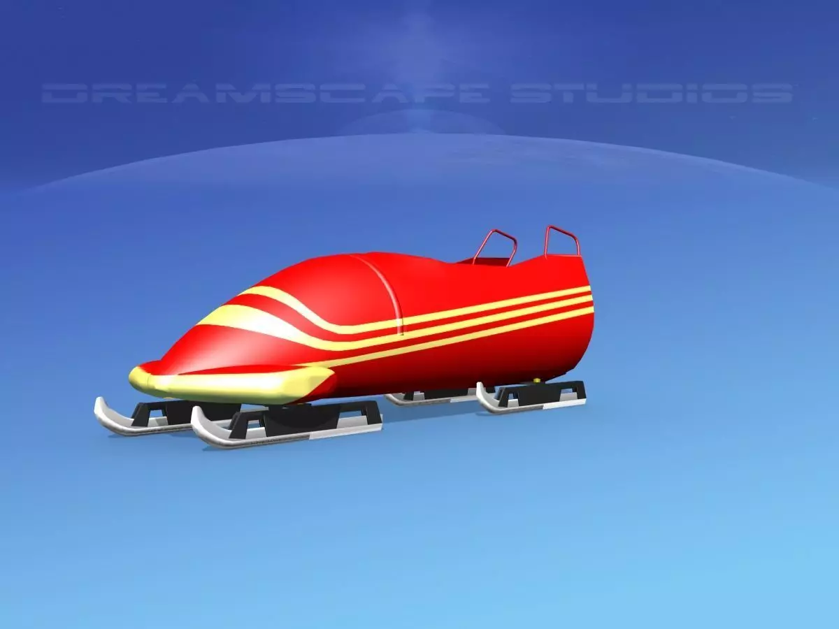 Bobsled sled Low-poly 3D model_0