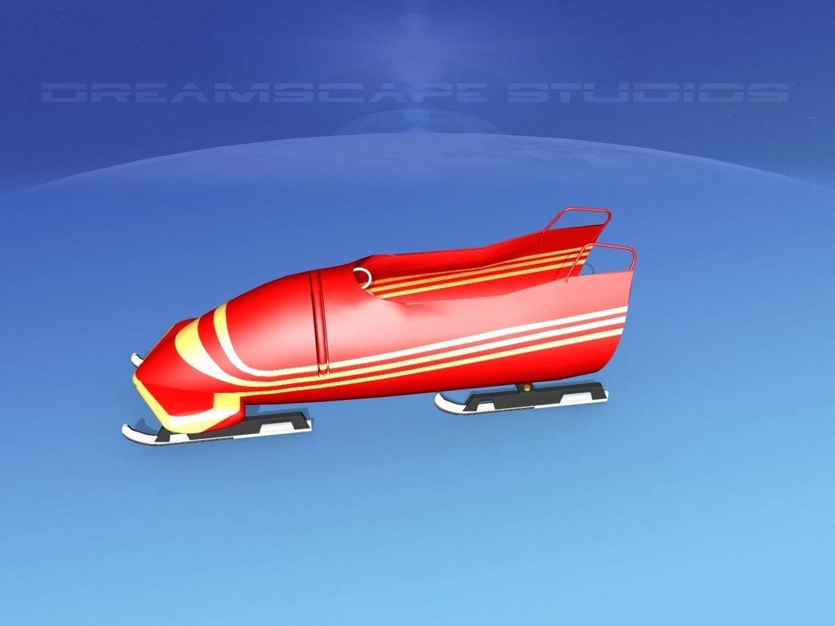 Bobsled sled Low-poly 3D model_9