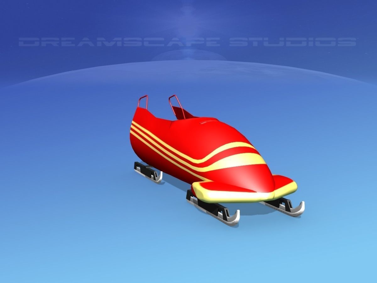 Bobsled sled Low-poly 3D model_2