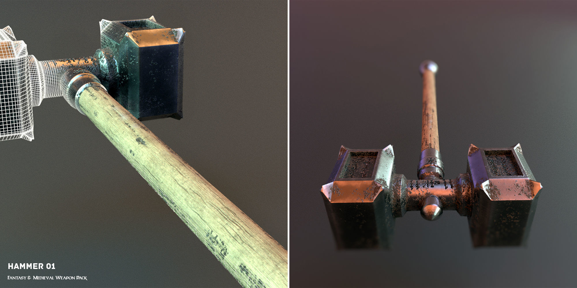 Fantasy and Medieval Weapon Pack Low-poly 3D model_10