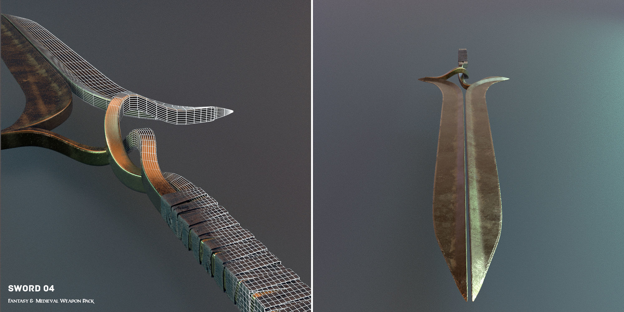 Fantasy and Medieval Weapon Pack Low-poly 3D model_3