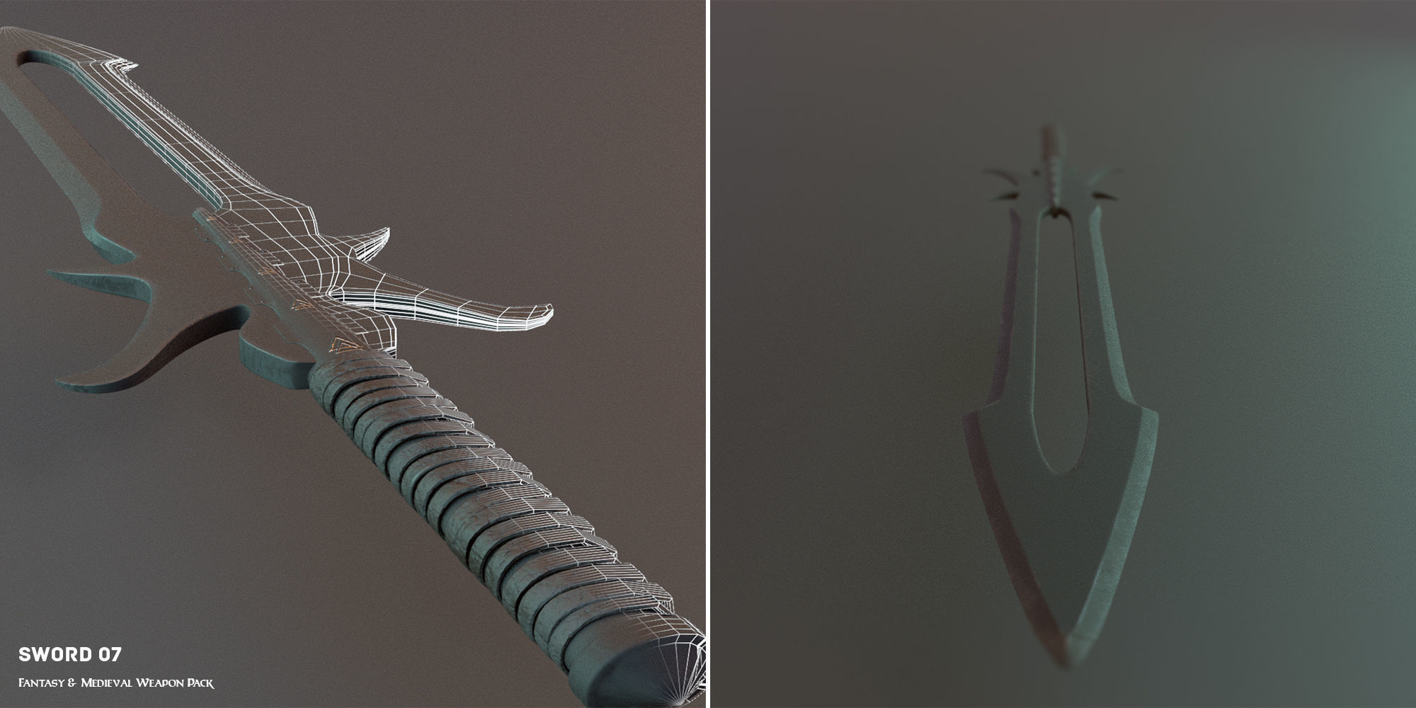 Fantasy and Medieval Weapon Pack Low-poly 3D model_19