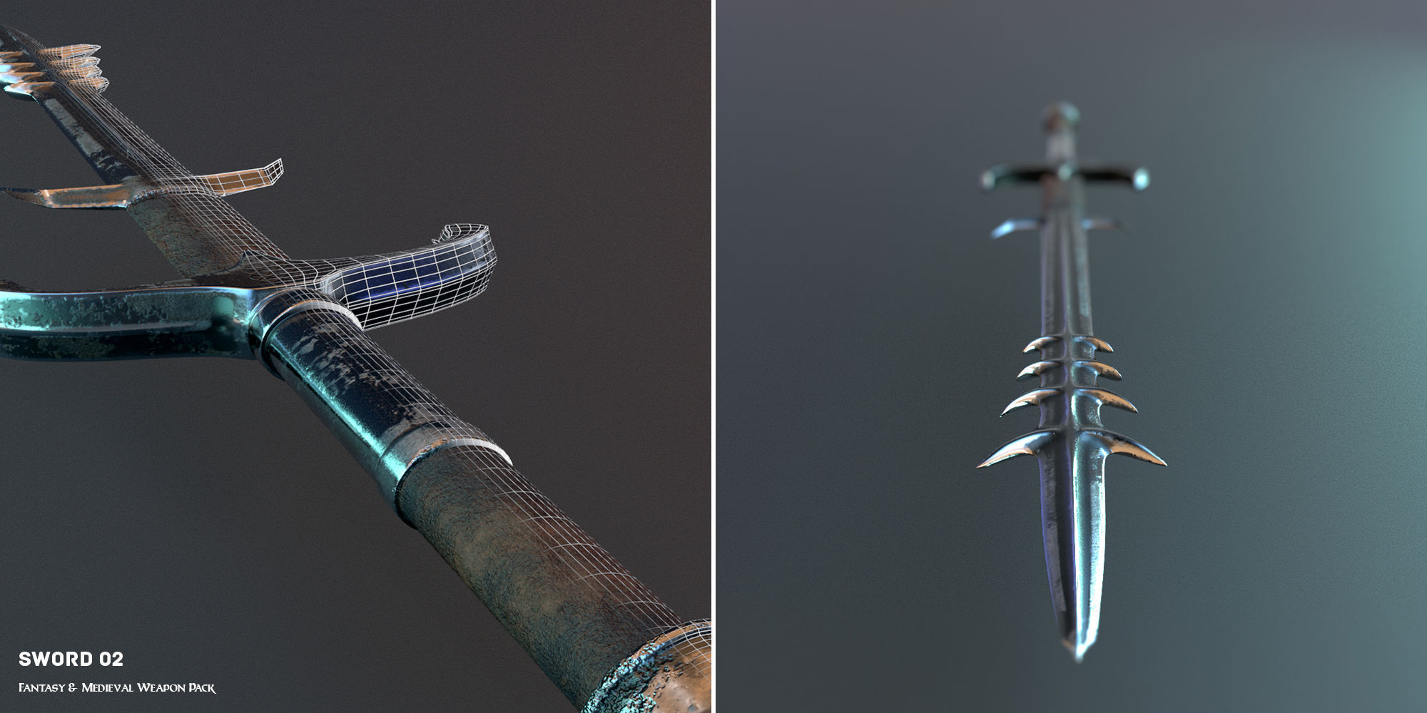 Fantasy and Medieval Weapon Pack Low-poly 3D model_16