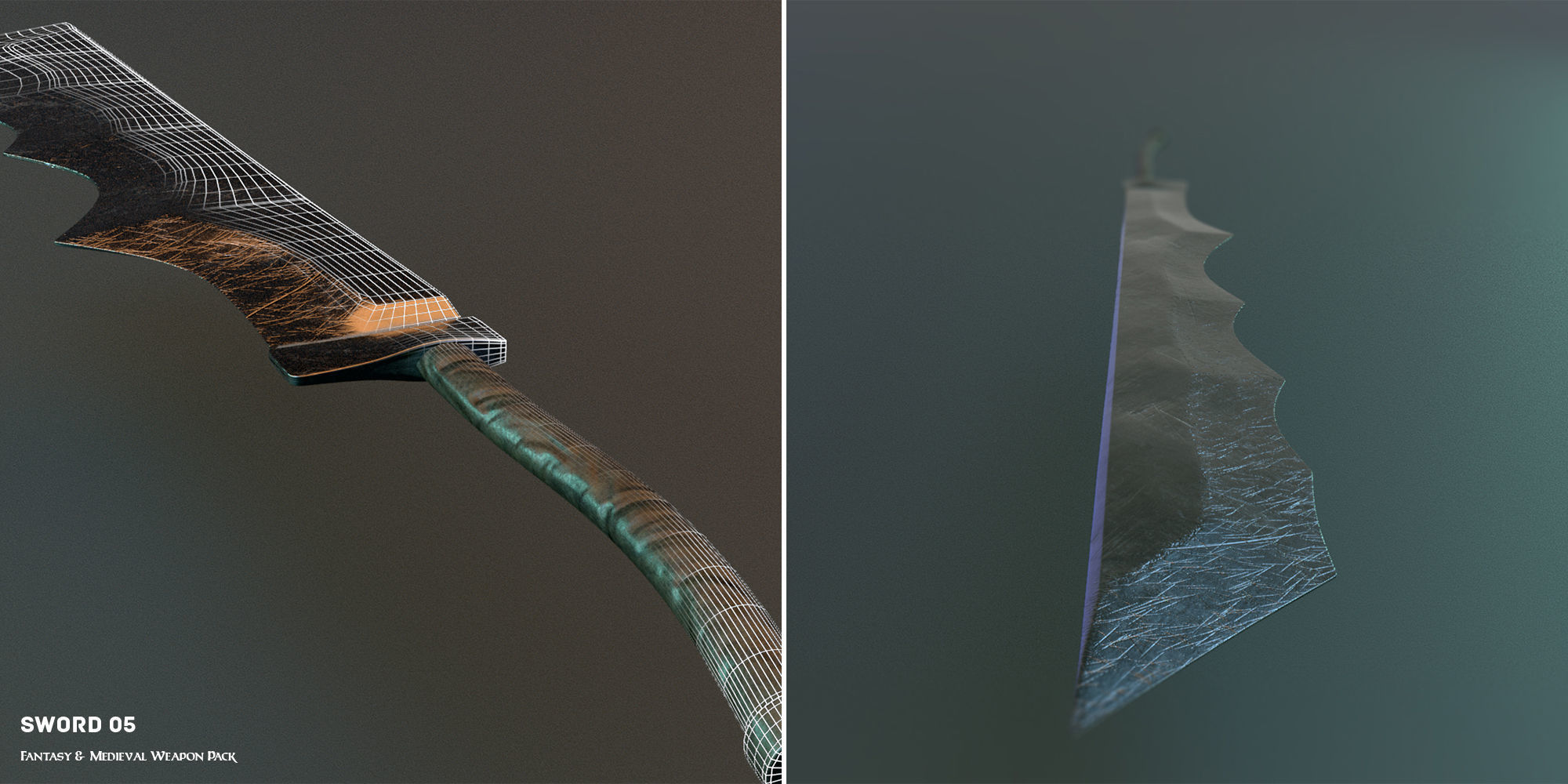 Fantasy and Medieval Weapon Pack Low-poly 3D model_17