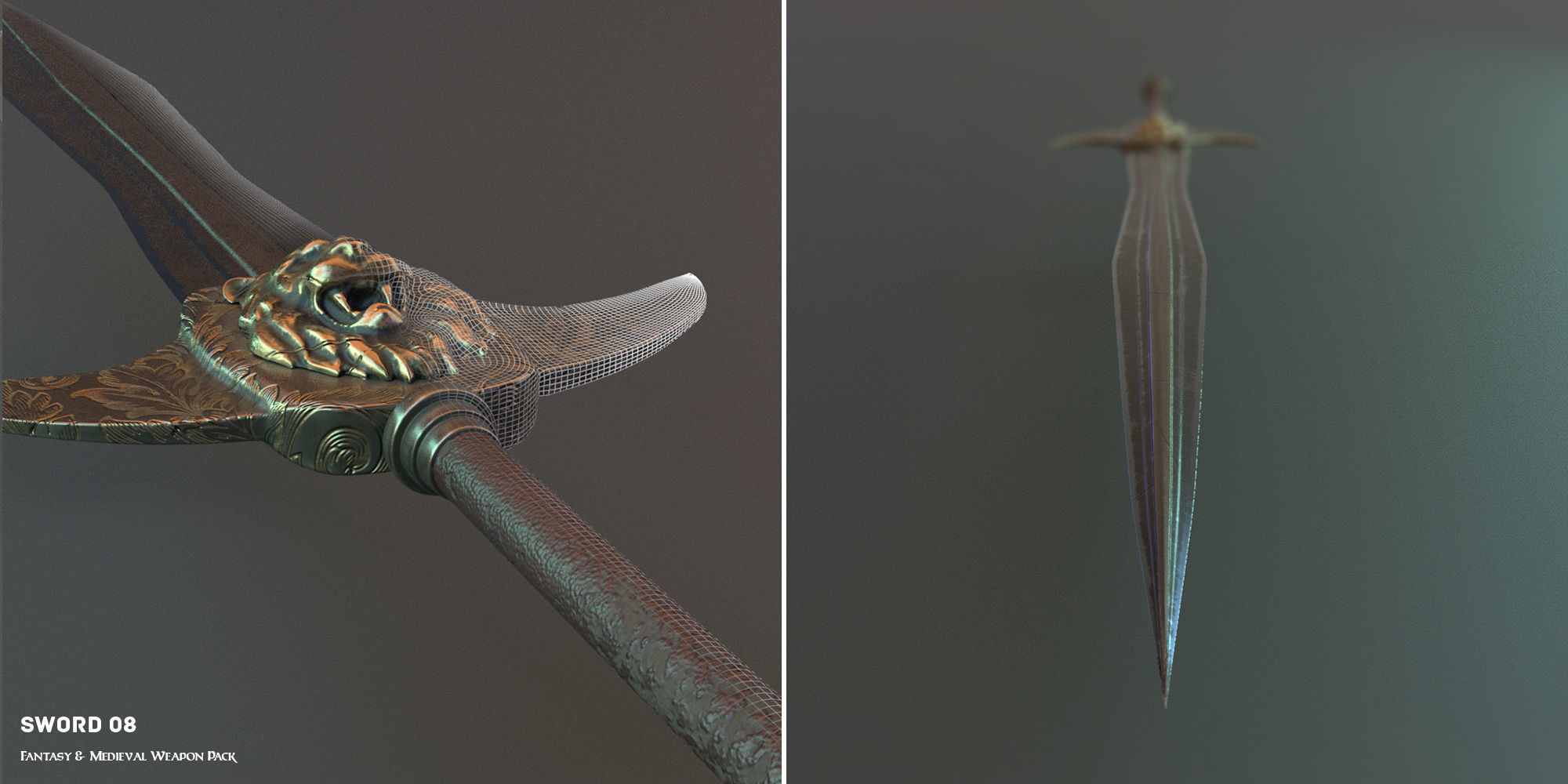 Fantasy and Medieval Weapon Pack Low-poly 3D model_4