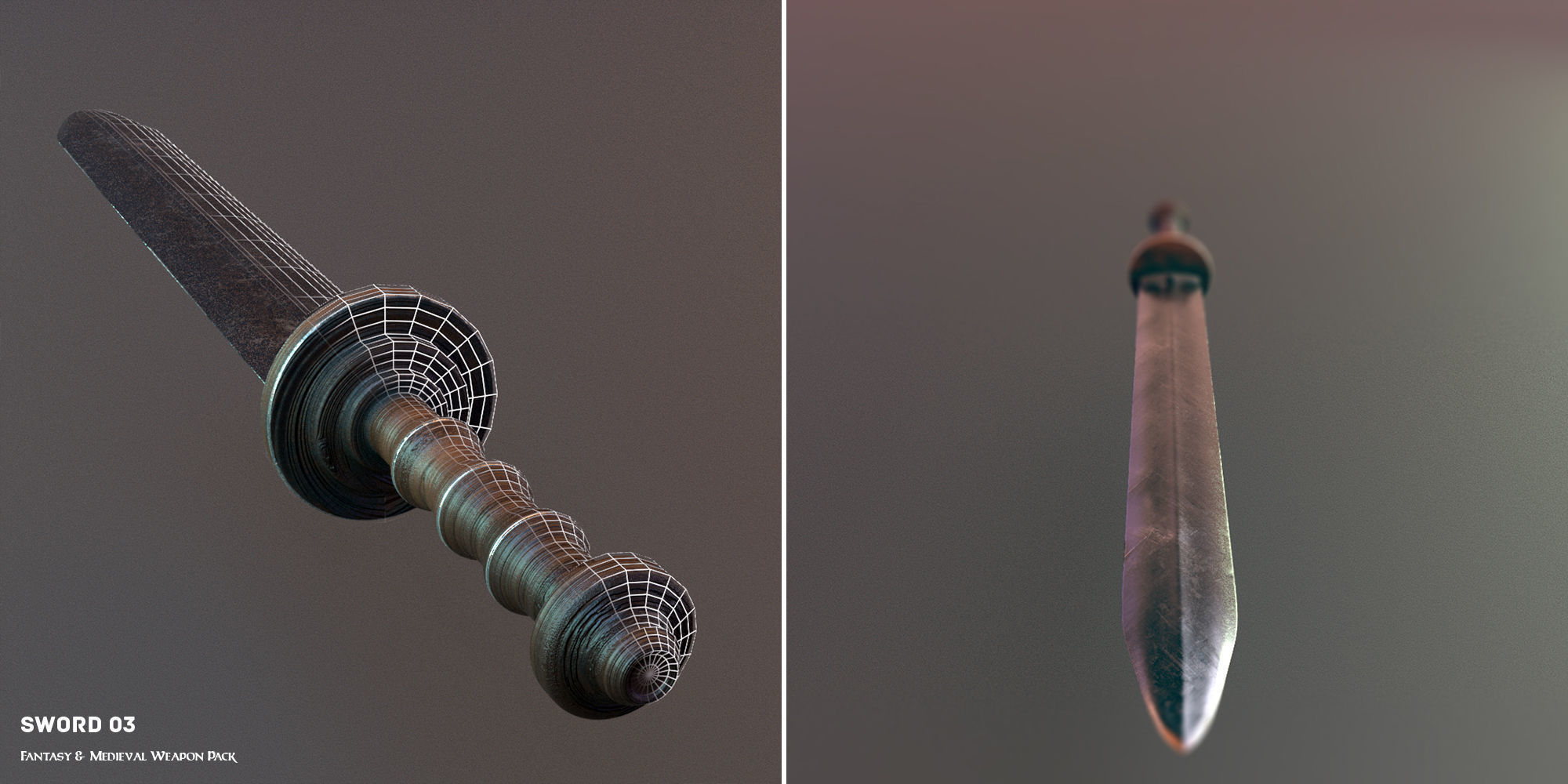 Fantasy and Medieval Weapon Pack Low-poly 3D model_6