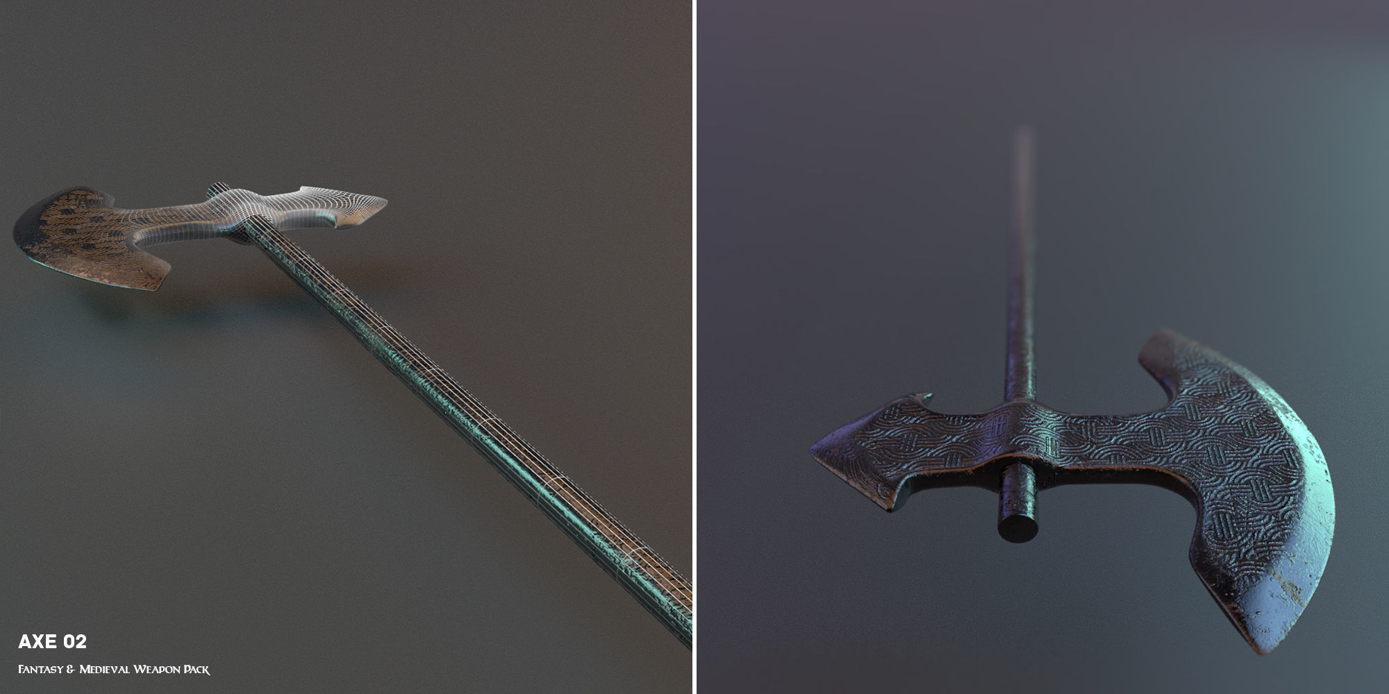 Fantasy and Medieval Weapon Pack Low-poly 3D model_2