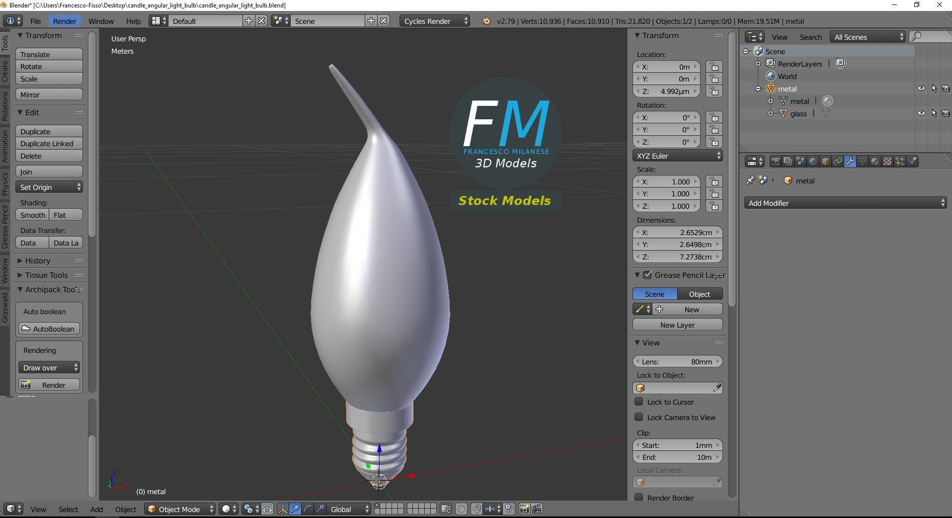 Candle angular light bulb 3D model_9