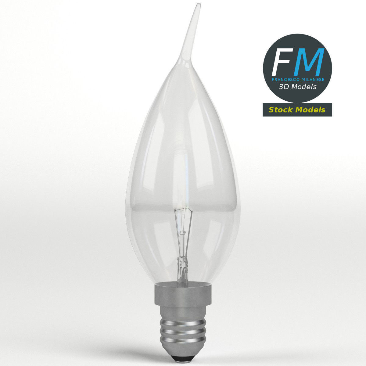 Candle angular light bulb 3D model_4