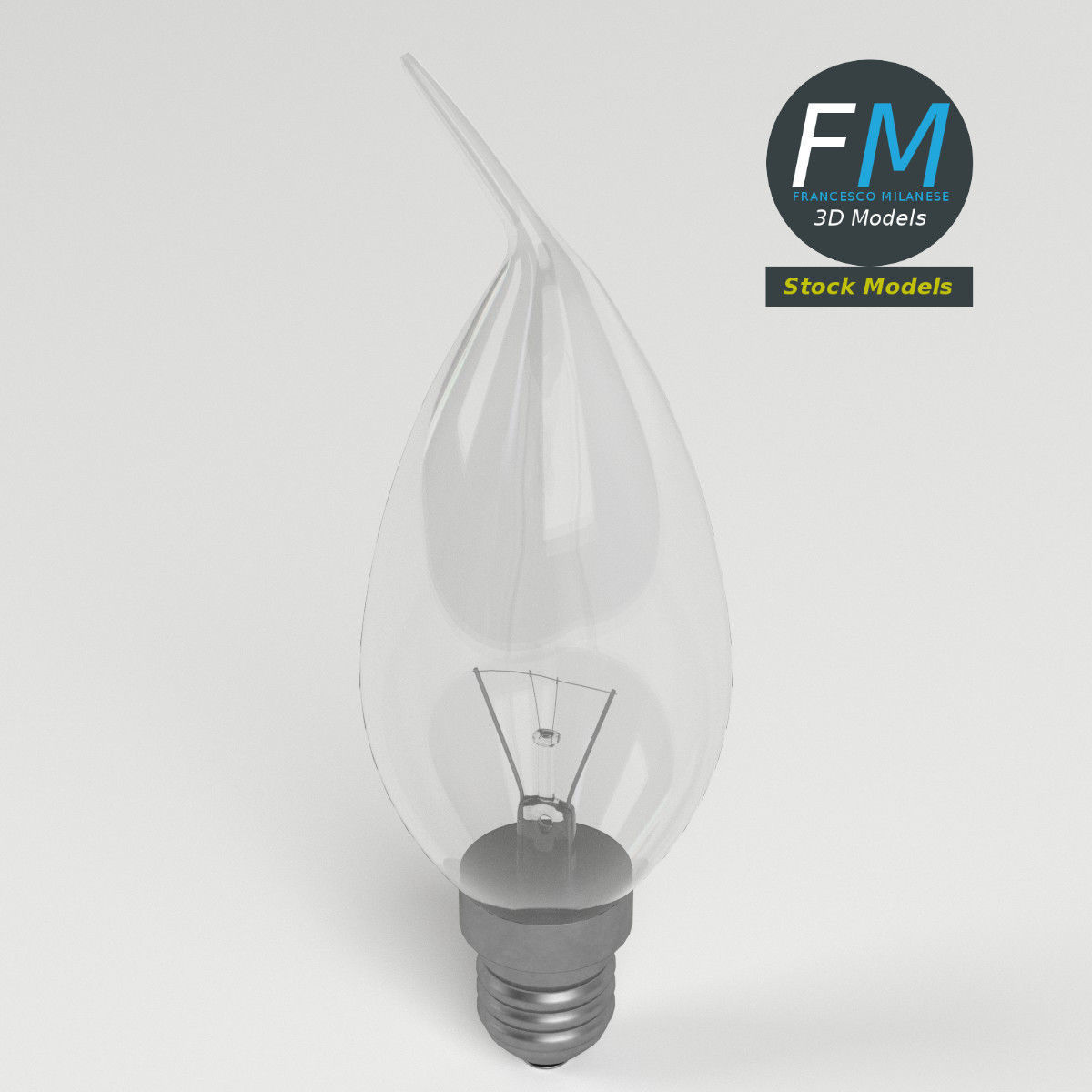 Candle angular light bulb 3D model_2