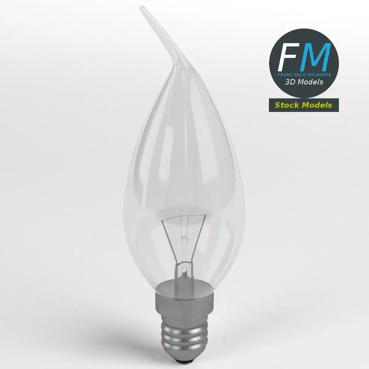 Candle angular light bulb 3D model_0