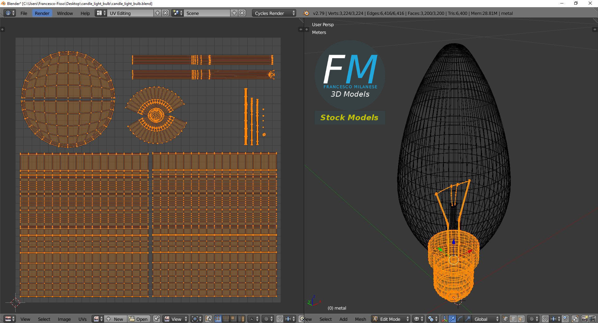 Candle light bulb 3D model_10