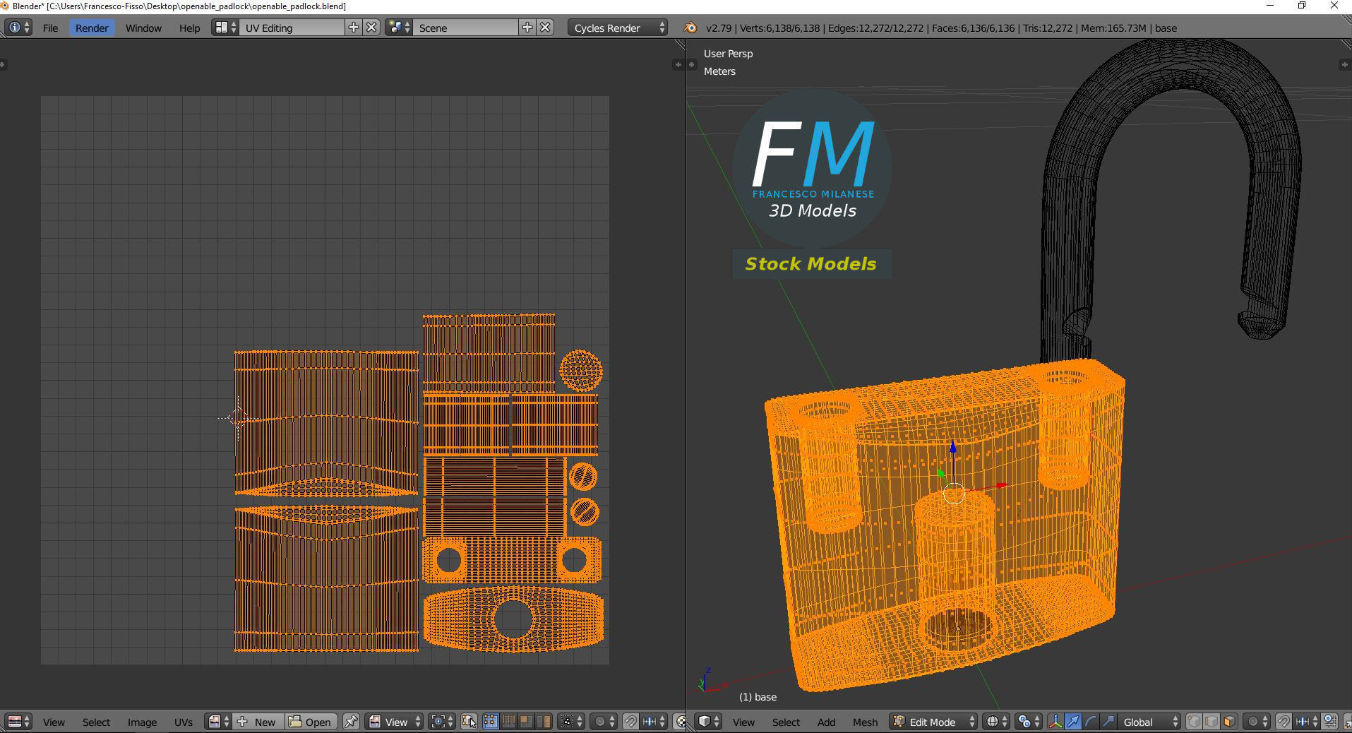 Openable padlock 3D model_10