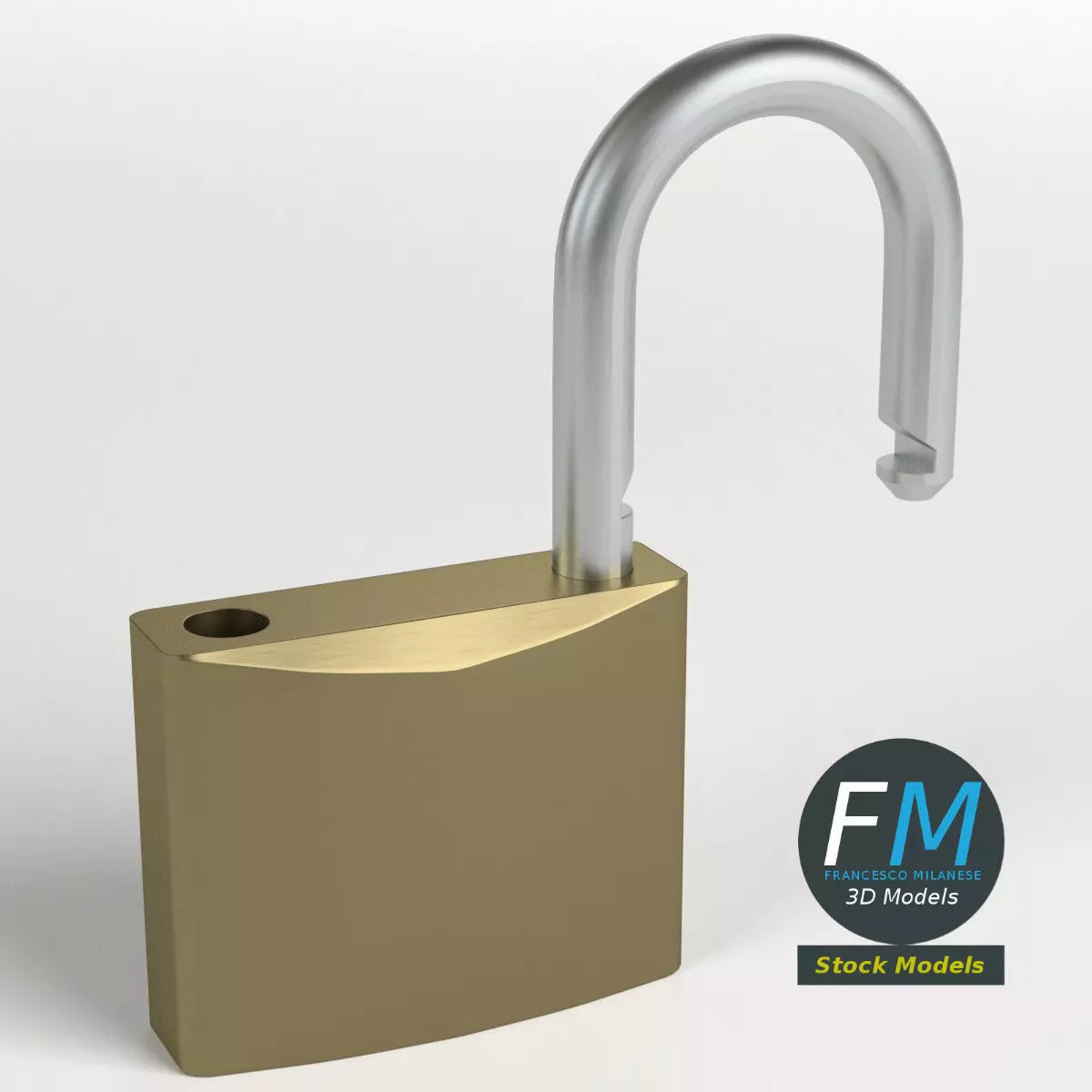 Openable padlock 3D model_0