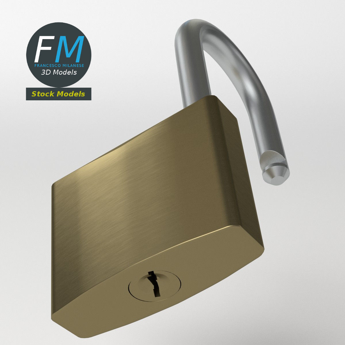 Openable padlock 3D model_5