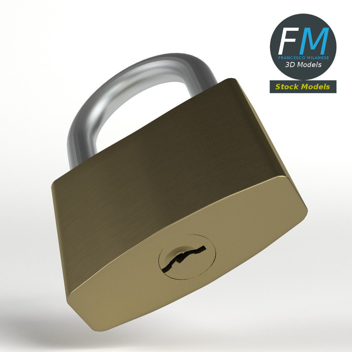 Openable padlock 3D model_4