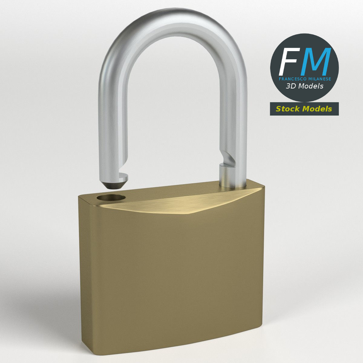 Openable padlock 3D model_3