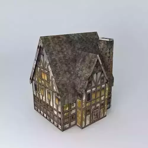 Low poly Tavern old tudor house
