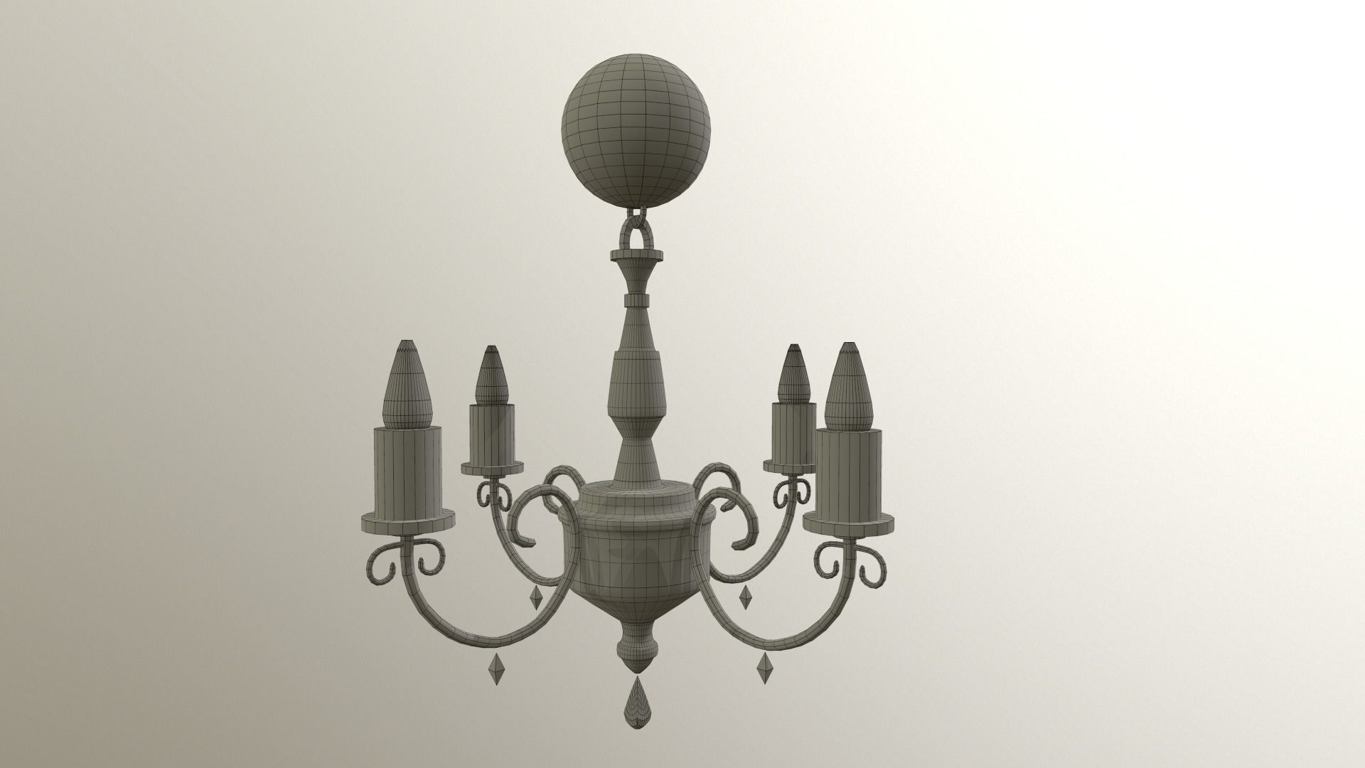 Chandelier  obj and textures 3D model_2