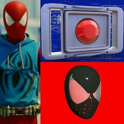 Scarlet Spider Faceshell and Belt Buckle  3D print model