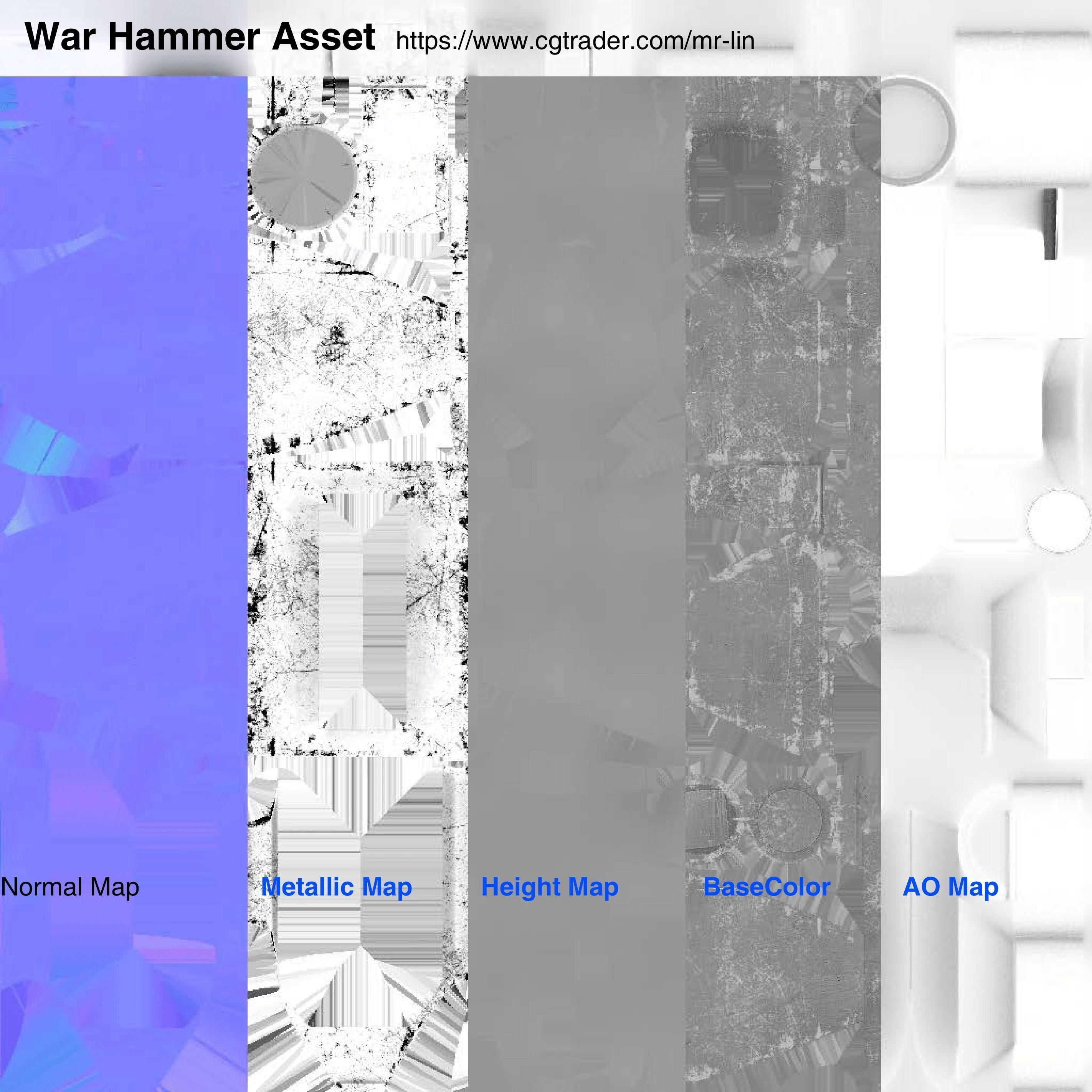 Medieval War Hammer Free low-poly 3D model_8