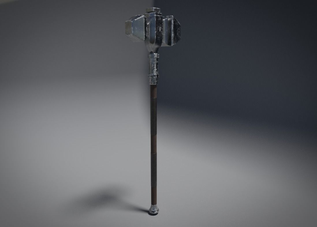 Medieval War Hammer Free low-poly 3D model_3