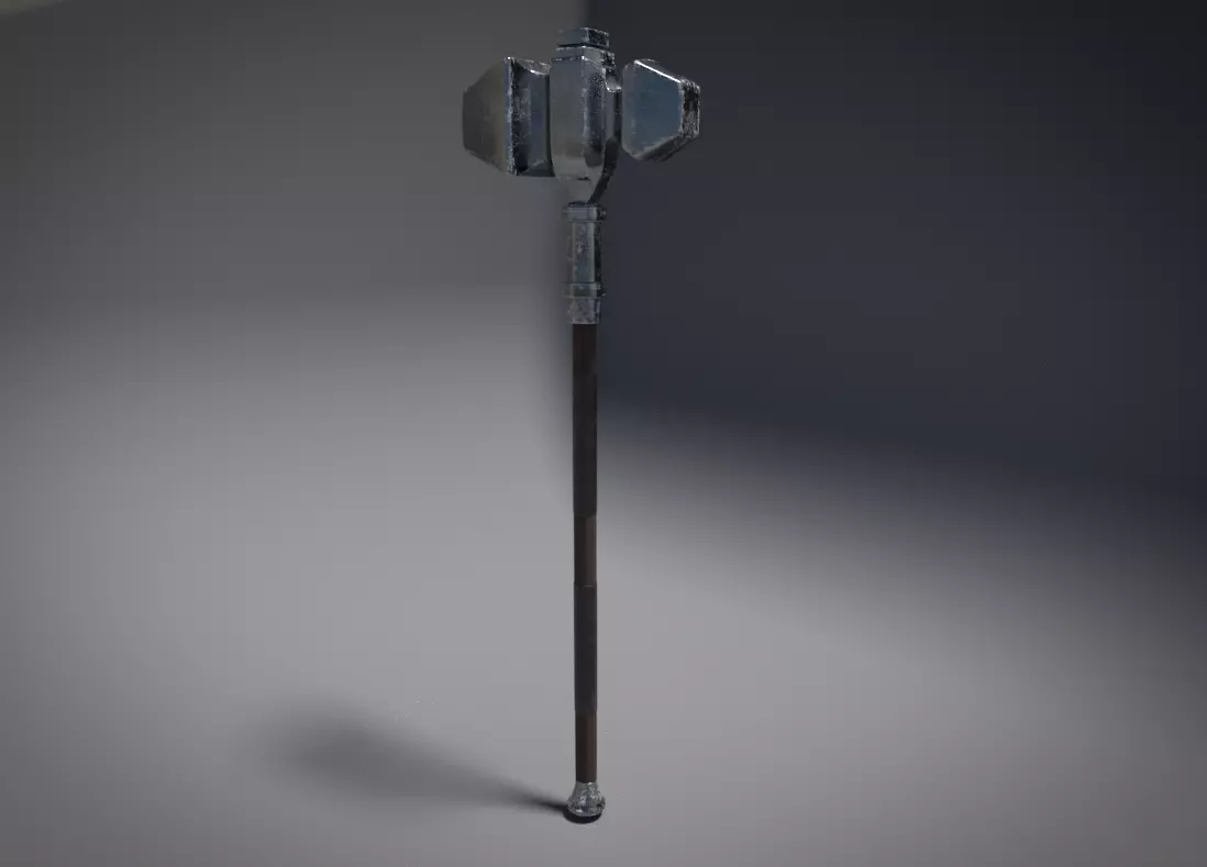 Medieval War Hammer Free low-poly 3D model_0