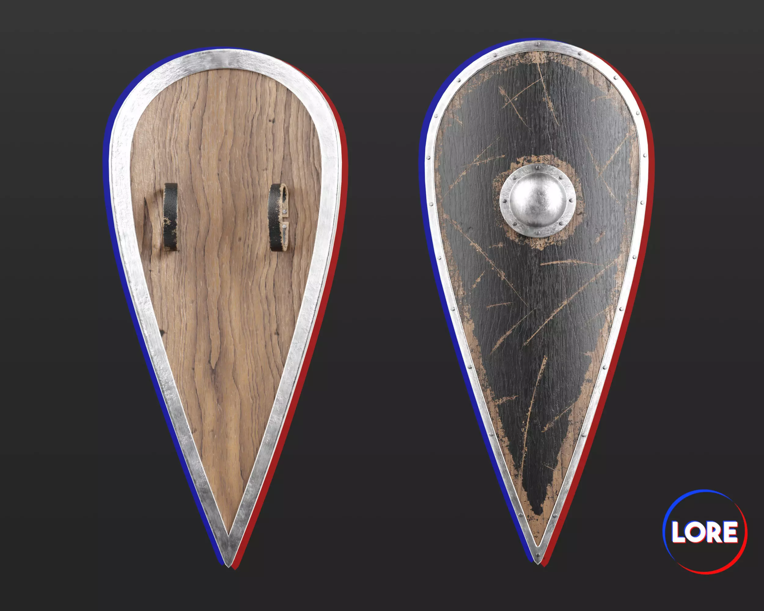 Medieval Elegant Weapon Shield Low-poly 3D model_0