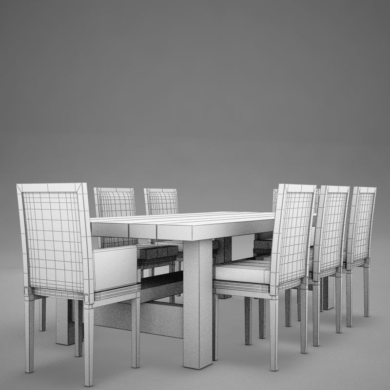 dinning table 3D model_7