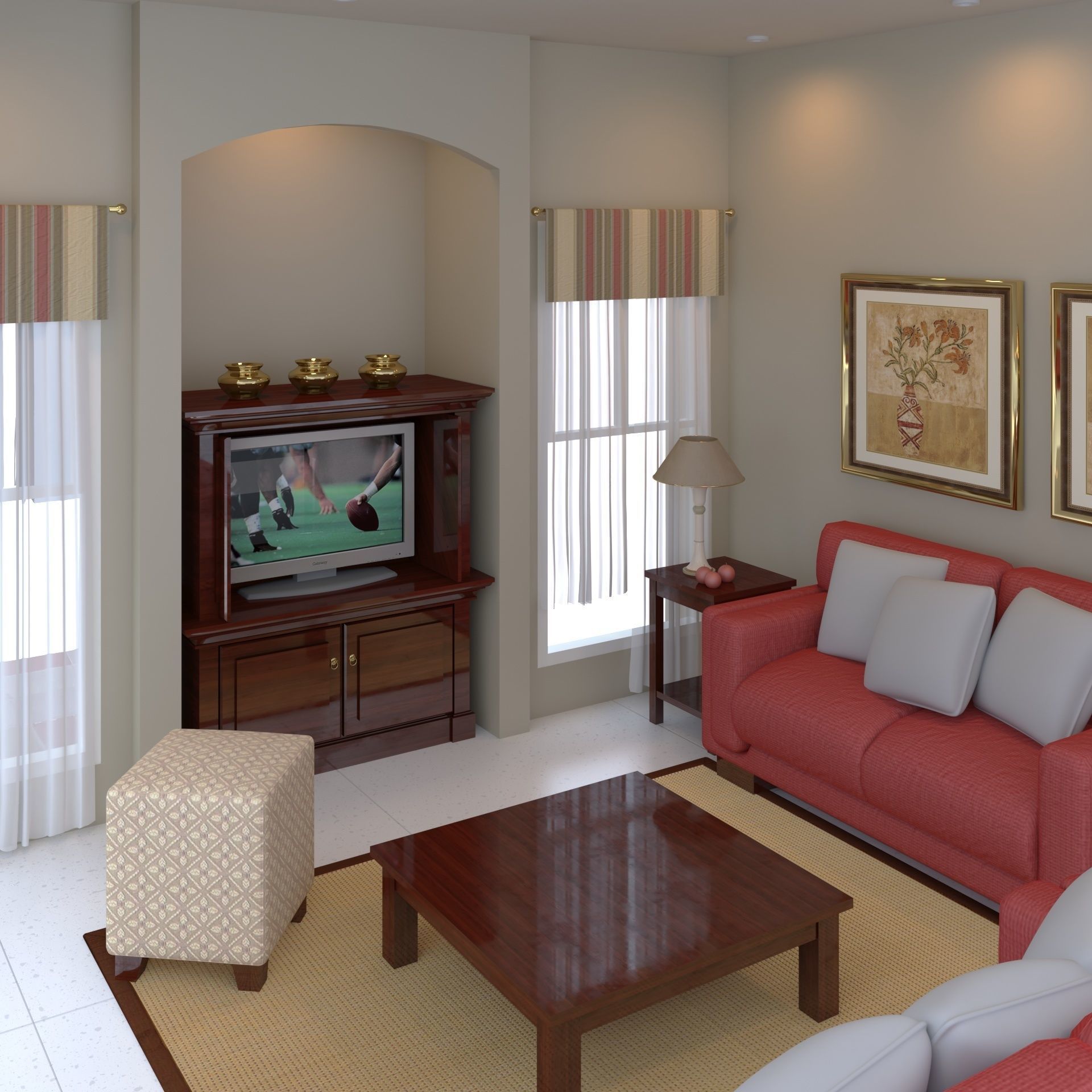 living pink 3D model_2