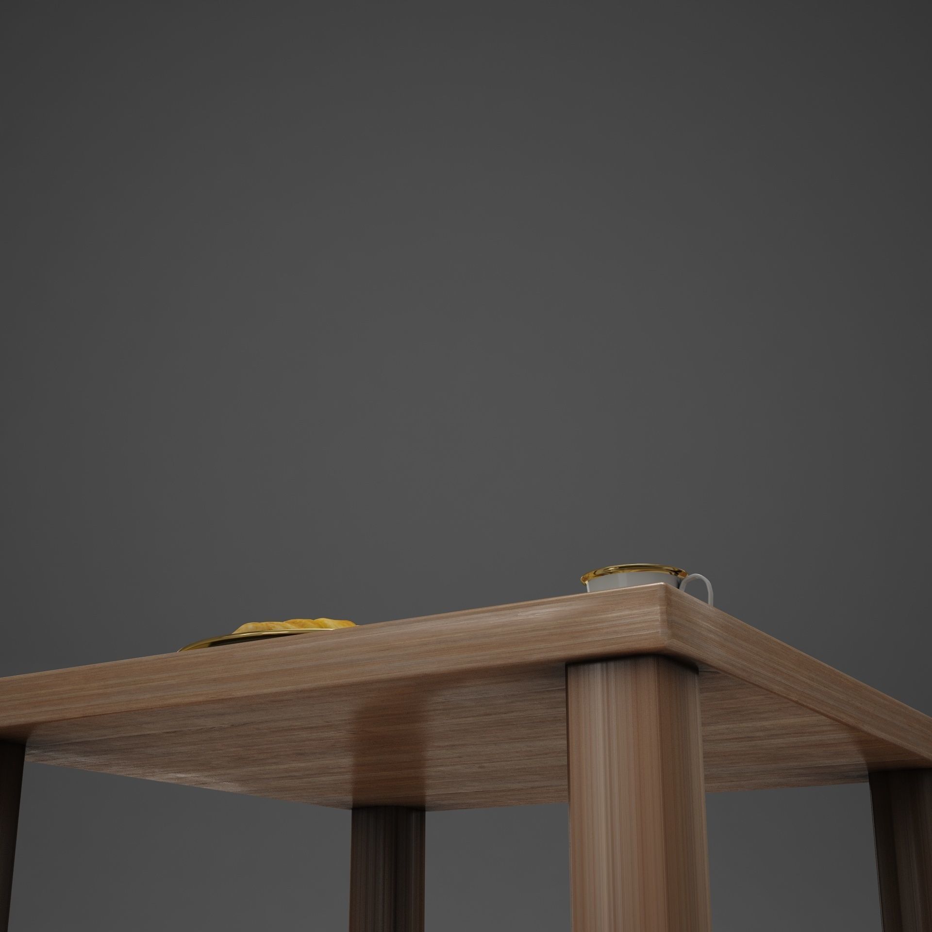 Croissant cup of coffee and croissants on table 3D model_9