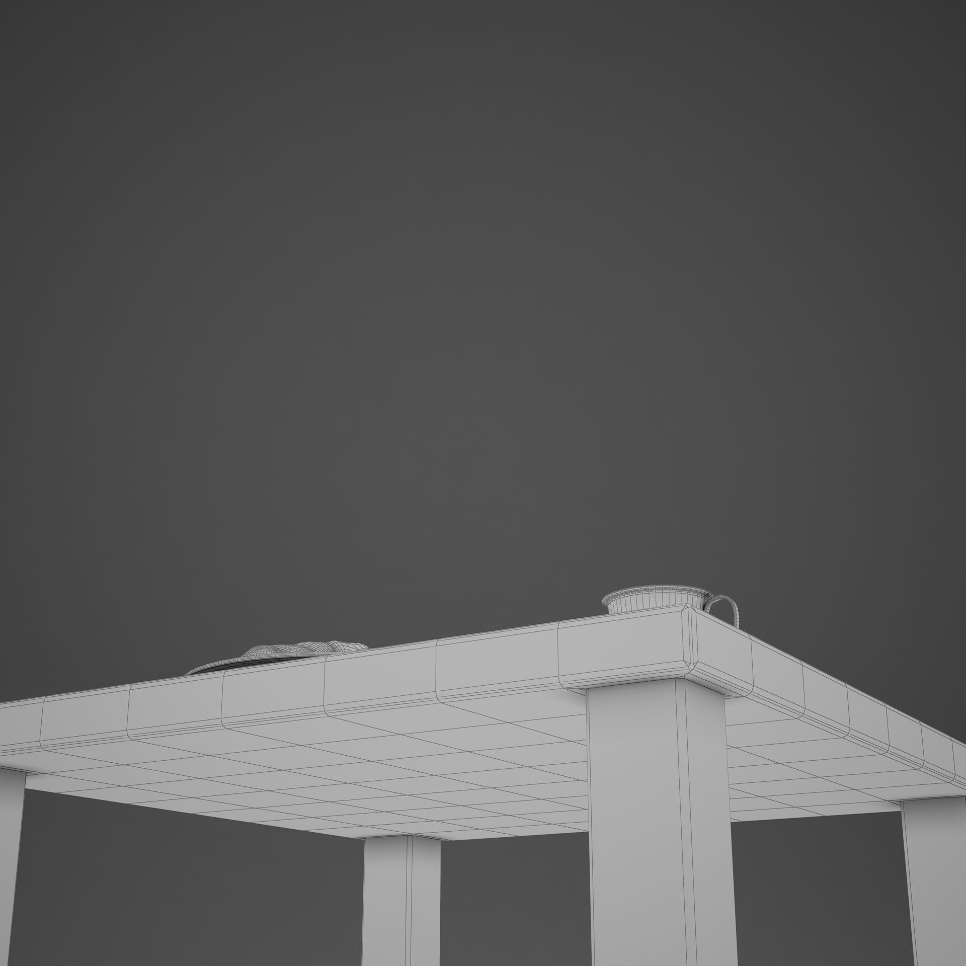 Croissant cup of coffee and croissants on table 3D model_20