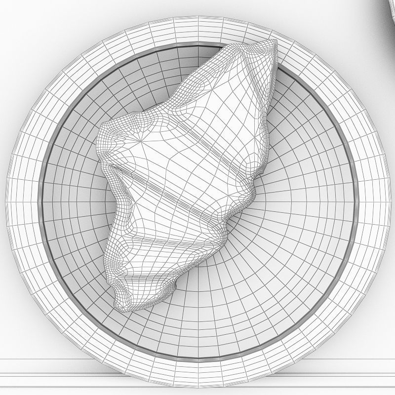 Croissant cup of coffee and croissants on table 3D model_25