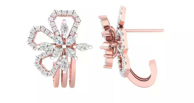 Women flower  earrings 3dm stl render detail 3D print model