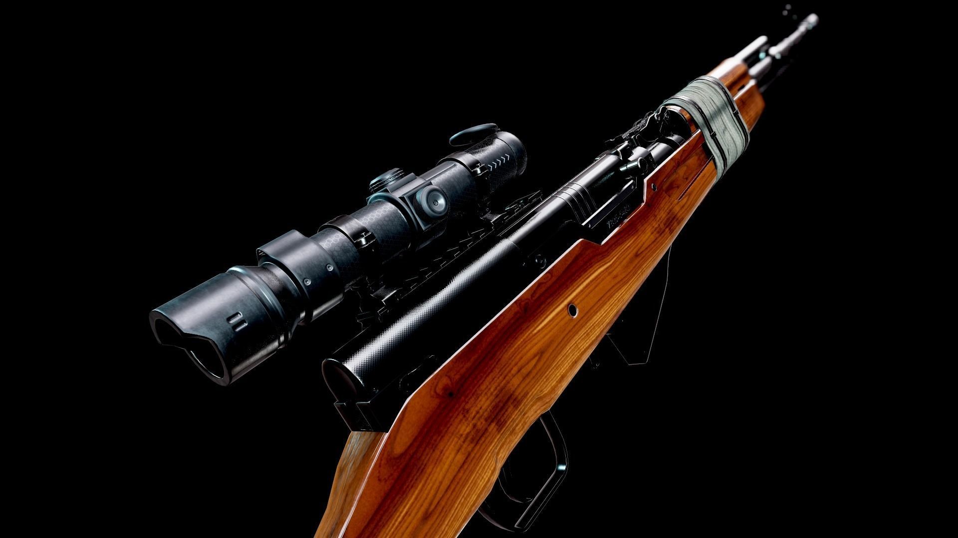 Battle Rifle - SKS Low-poly 3D model_5