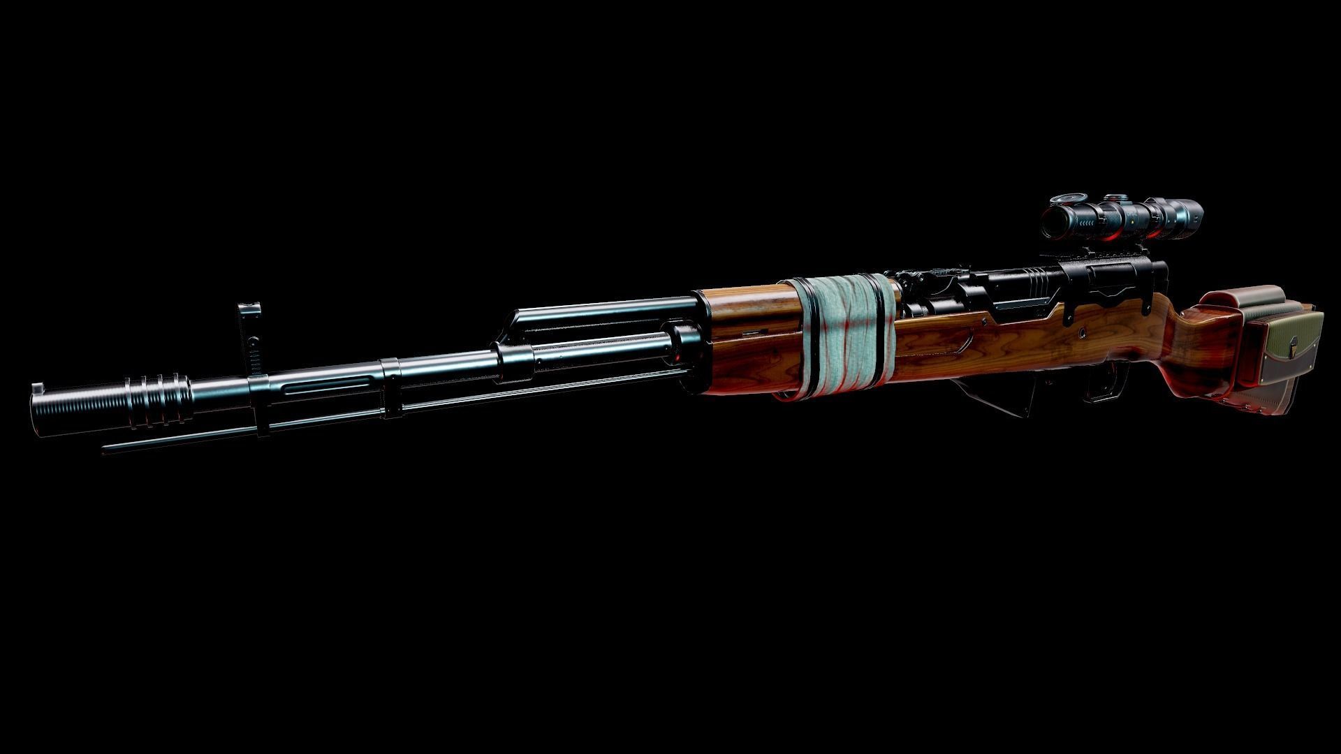 Battle Rifle - SKS Low-poly 3D model_1