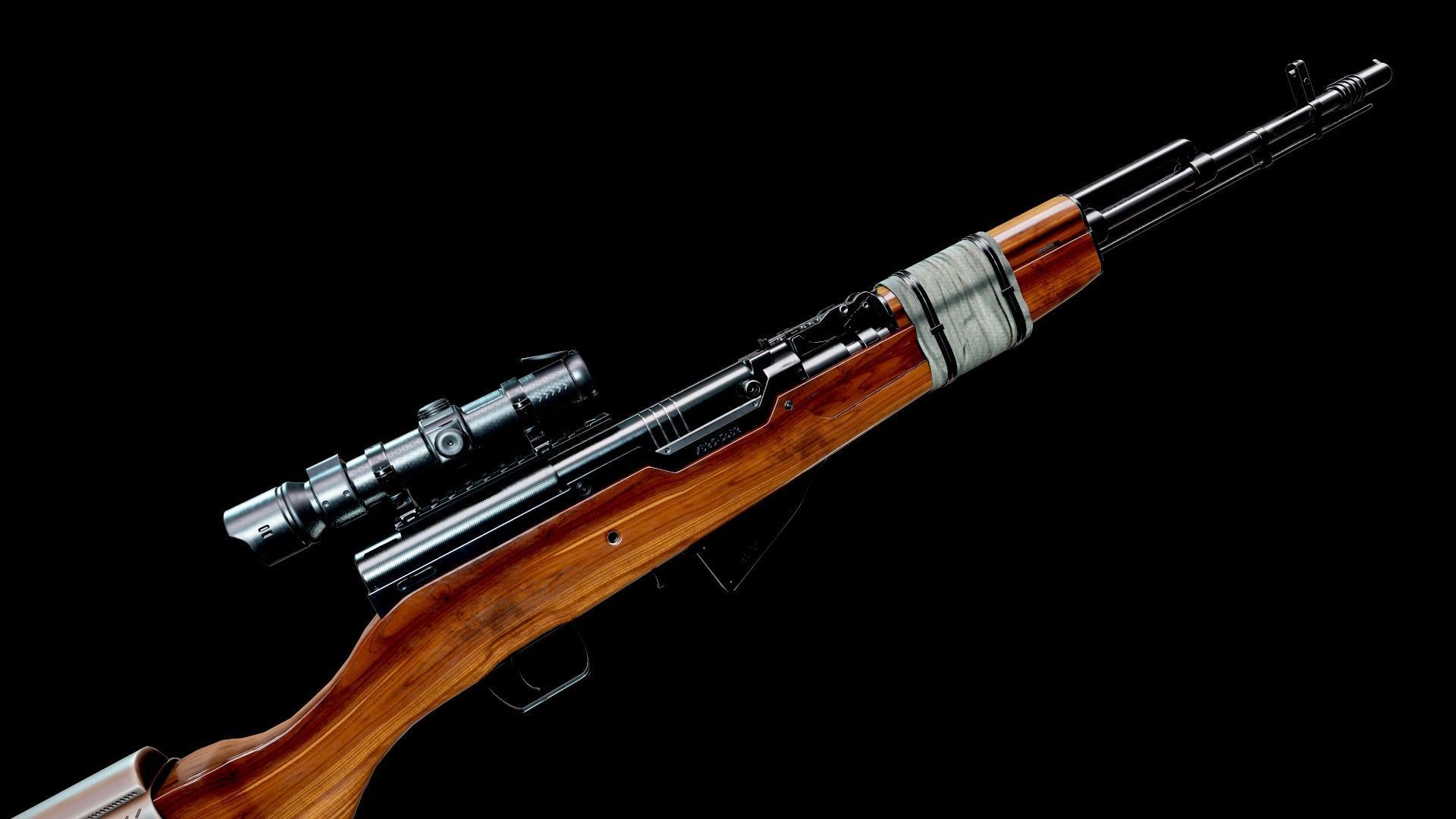 Battle Rifle - SKS Low-poly 3D model_4