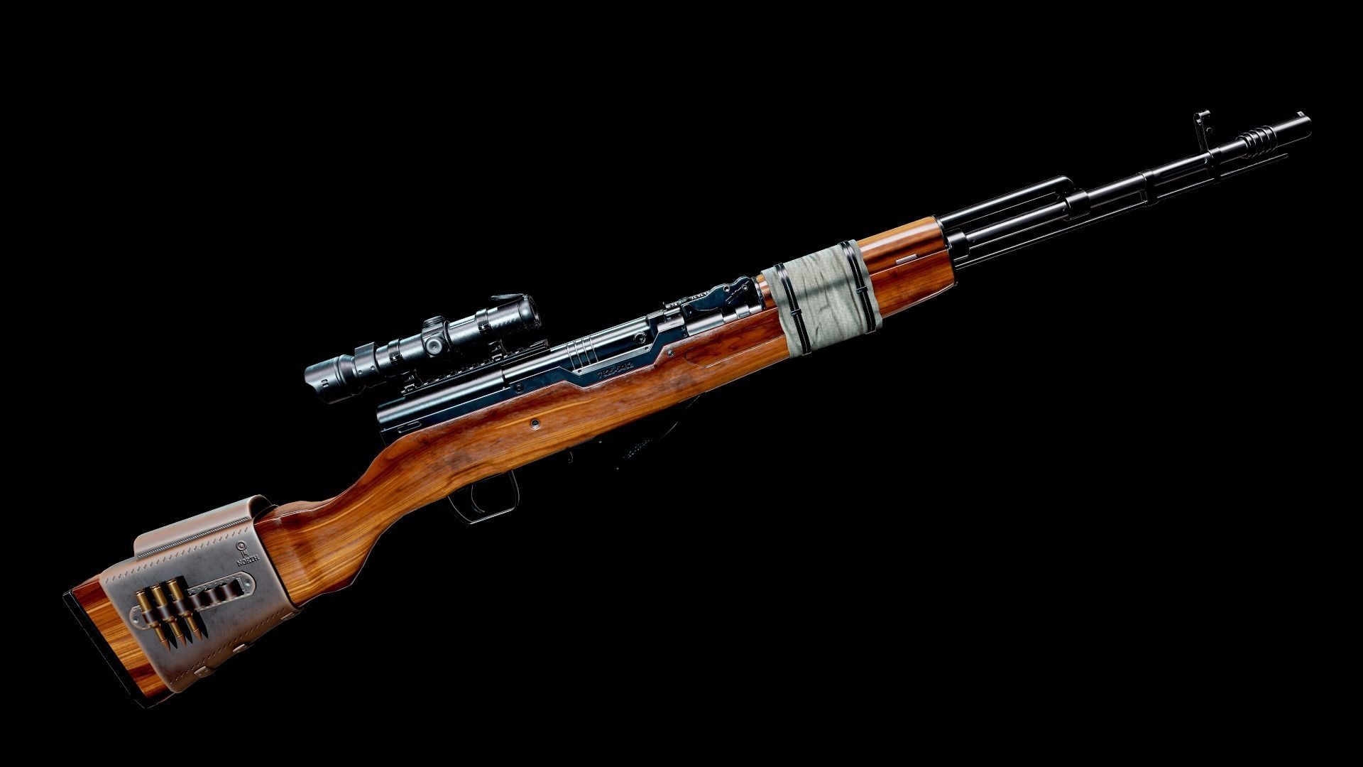 Battle Rifle - SKS Low-poly 3D model_7