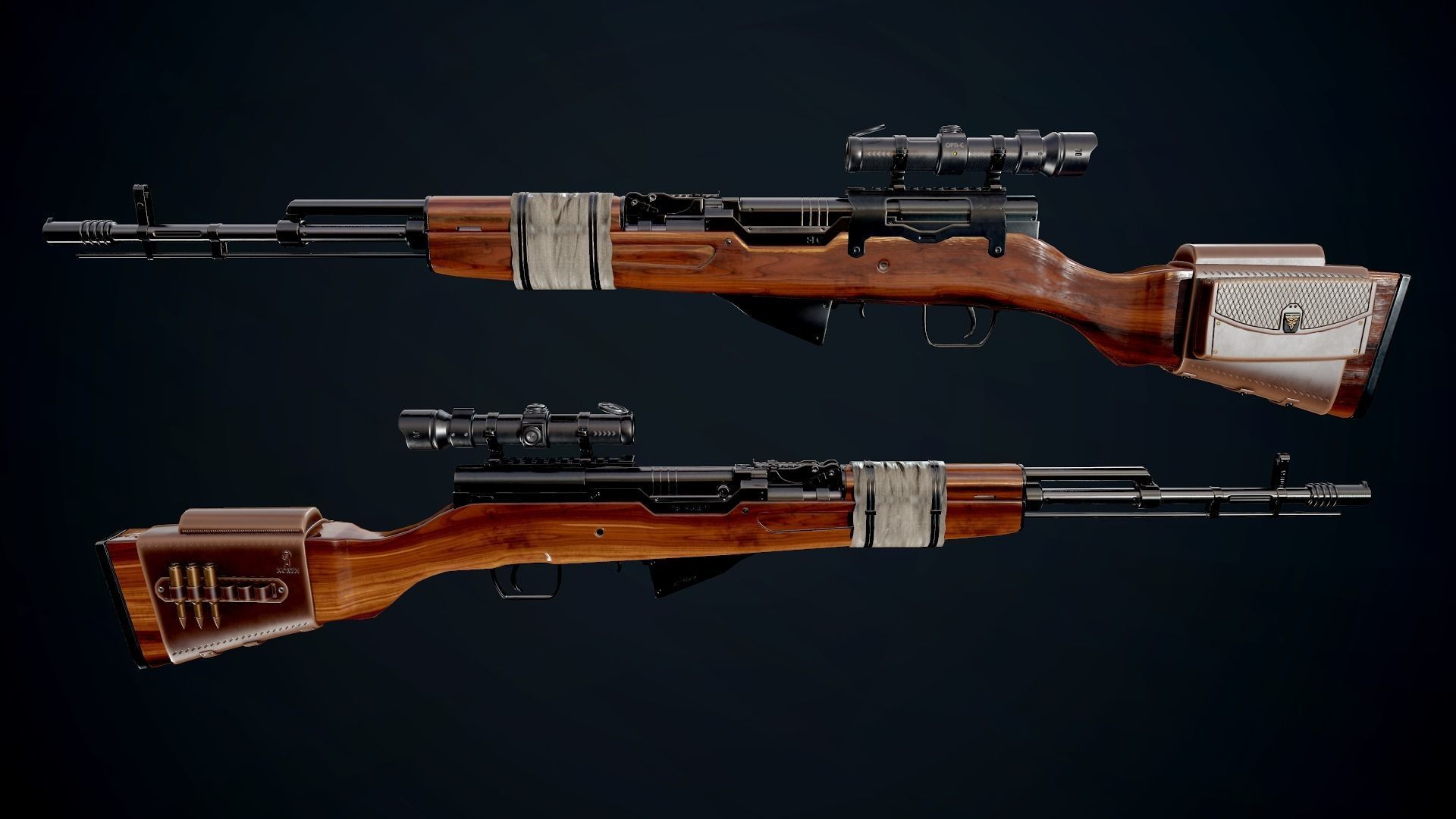 Battle Rifle - SKS Low-poly 3D model_9