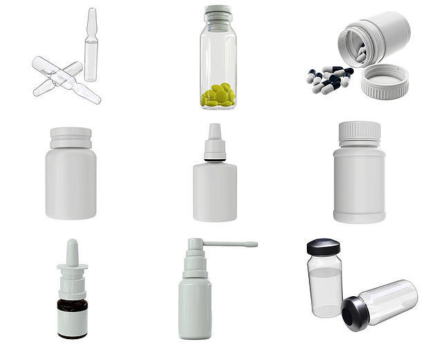 Medicine glass bottles for mock up p2 3D Model Collection