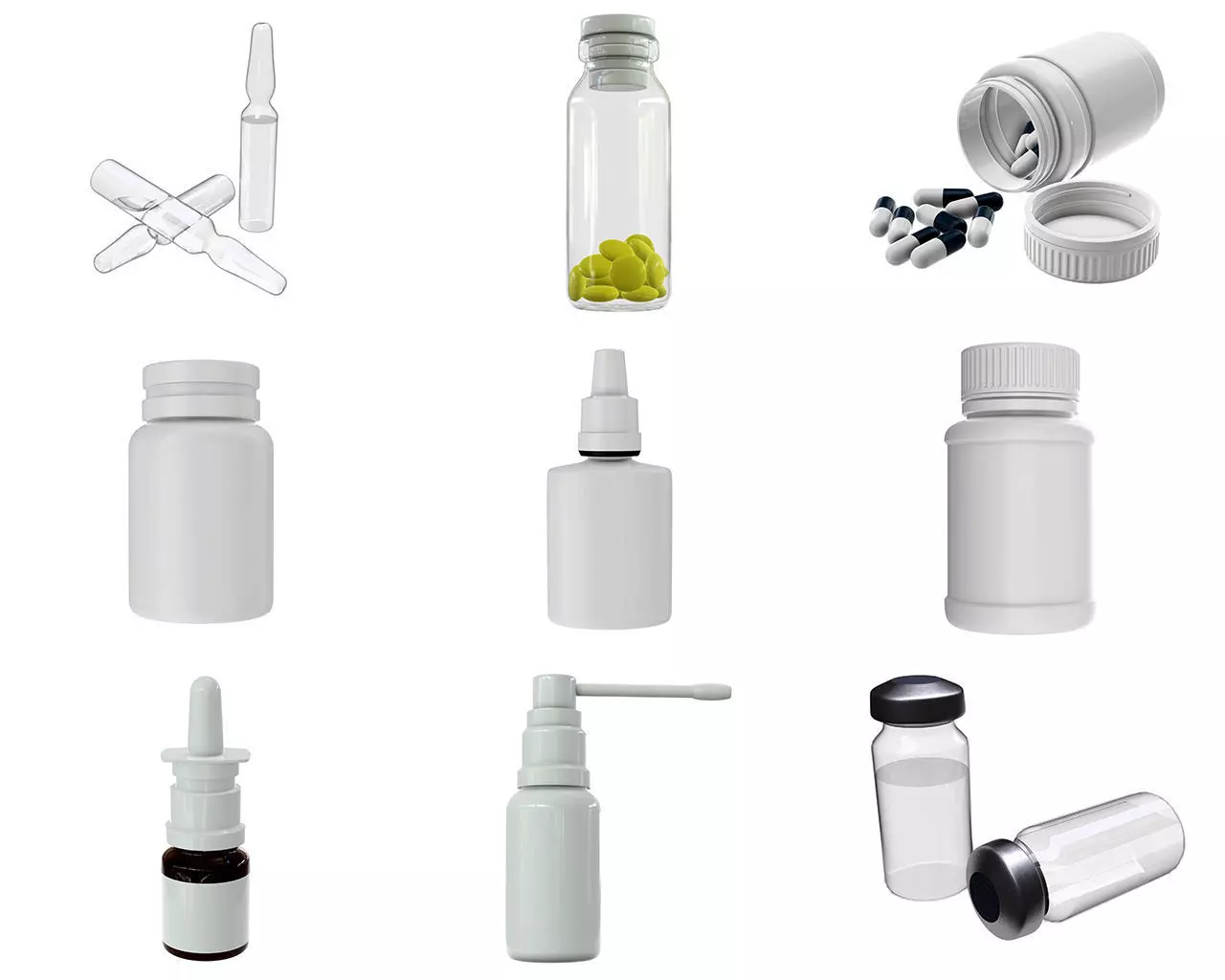 Medicine glass bottles for mock up p2 3D Model Collection_0