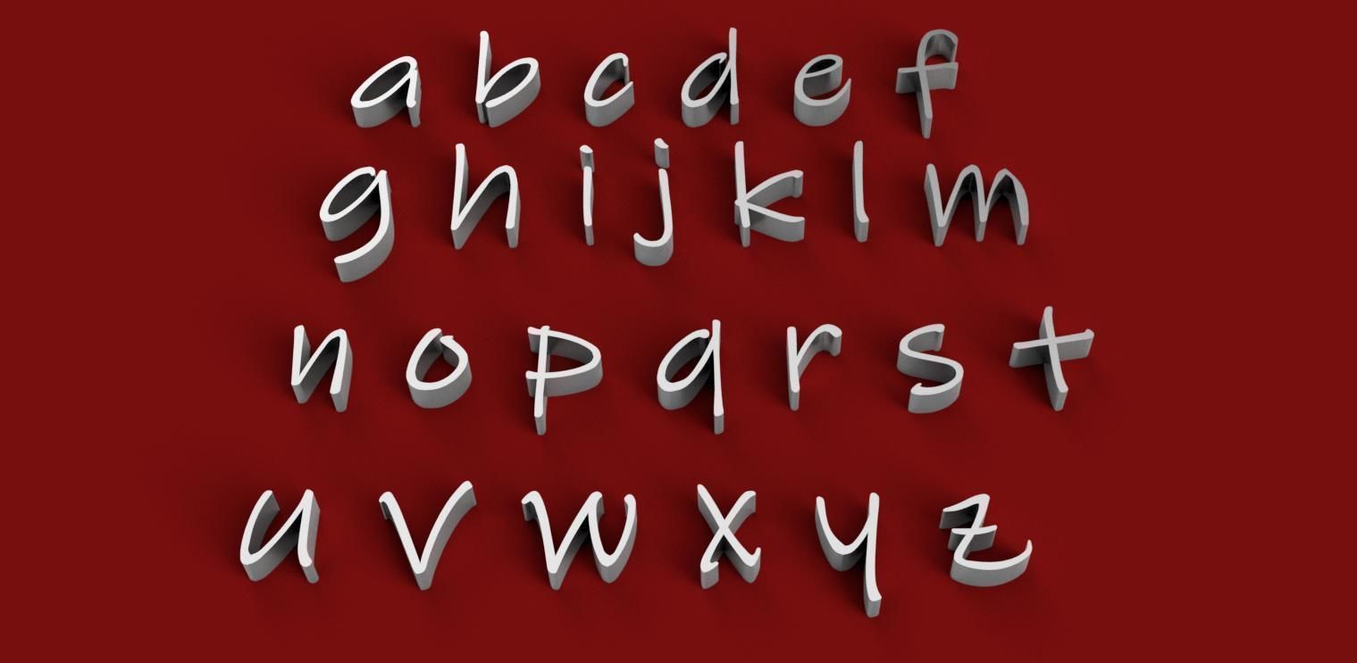 INKFREE font uppercase and lowercase 3D letters STL file 3D print model_1