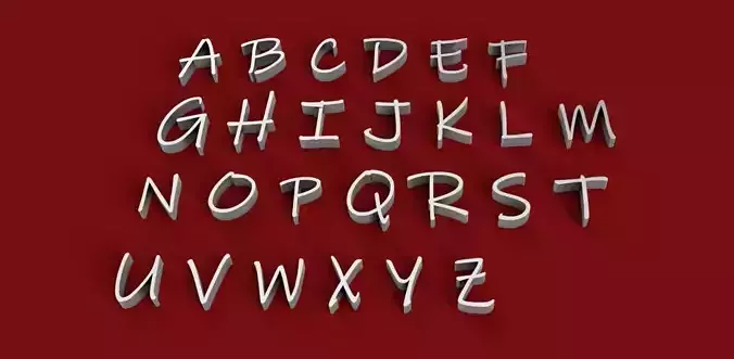 INKFREE font uppercase and lowercase 3D letters STL file