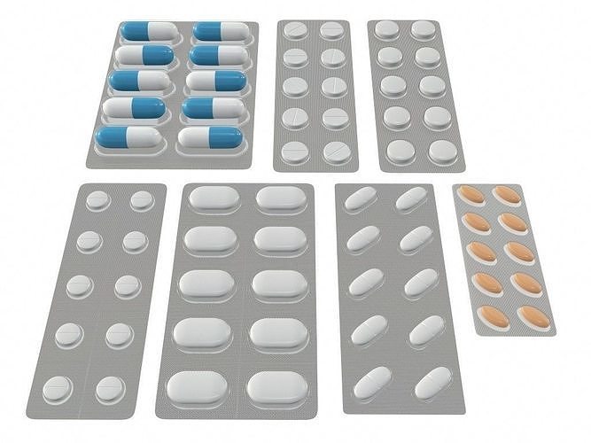 Pills in blister pack collection mock up 