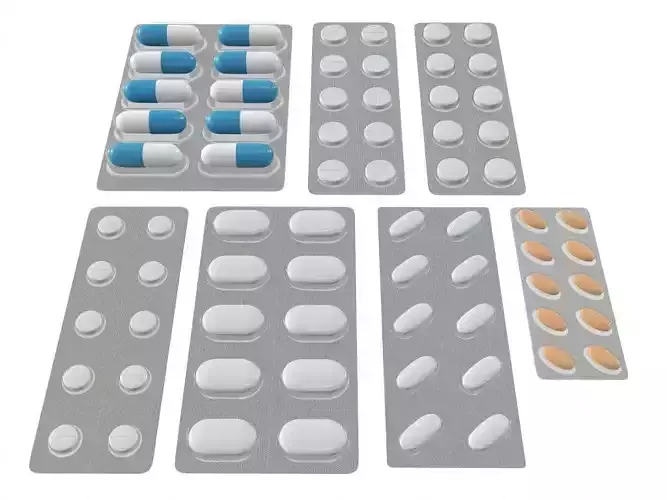 Pills in blister pack collection mock up 