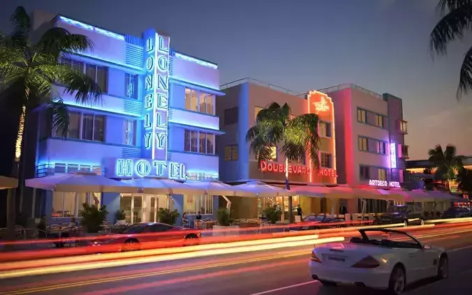 Modern city commercial street night view